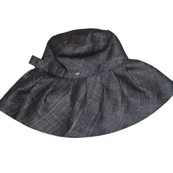 New Pilyq Dark Gray San Sebastián sun hat Subtle Check Pattern Bucket Hat OS - Picture 1 of 10